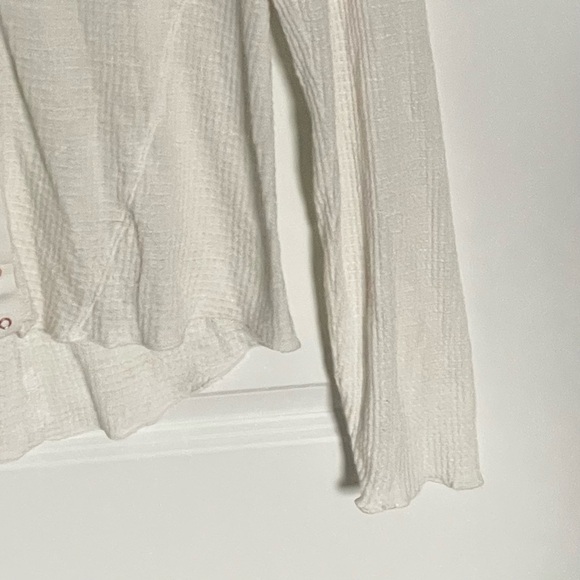 Free People Cream Going Places Snaps Waffle Knit Cardigan Sweater - 35604 - Picture 7 of 16